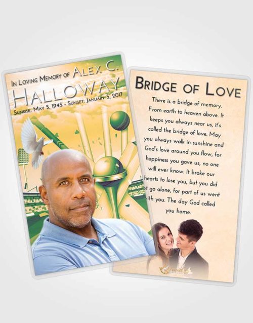 Funeral Prayer Card Template Emerald Serenity Cricket Honor