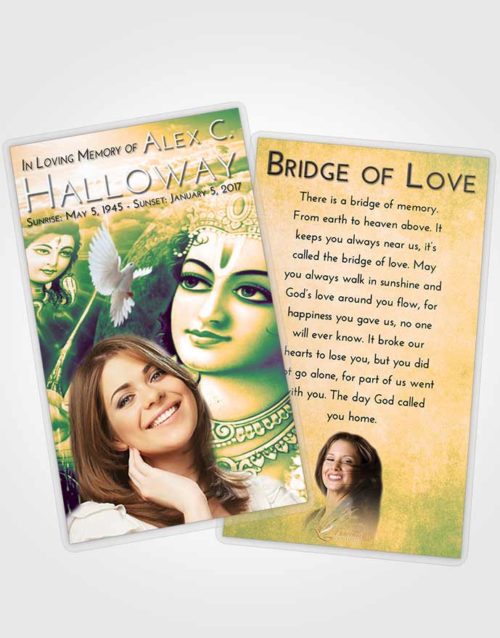 Funeral Prayer Card Template Emerald Serenity Hindu Majesty