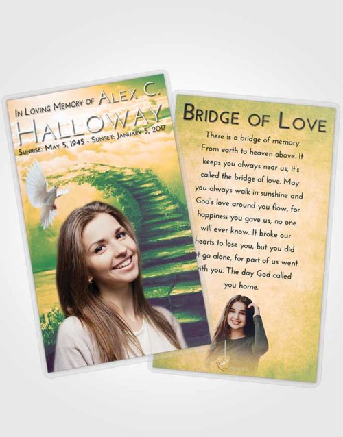Funeral Prayer Card Template Emerald Serenity Stairway Above