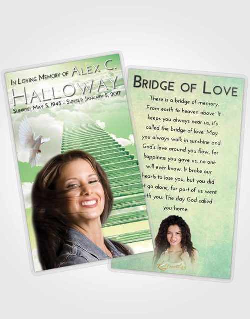 Funeral Prayer Card Template Emerald Sunrise Steps to Heaven