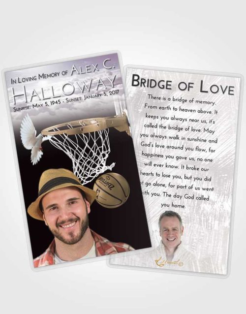 Funeral Prayer Card Template Evening Basketball Journey