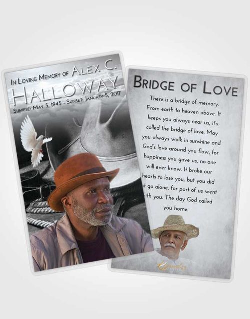 Funeral Prayer Card Template Freedom Cowboy Serenity