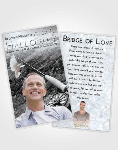 Funeral Prayer Card Template Freedom Fishing on the Rocks