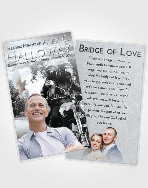 Funeral Prayer Card Template Freedom Motorcycle Days