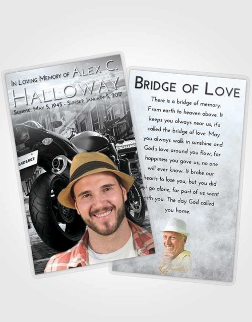 Funeral Prayer Card Template Freedom Motorcycle Dreams