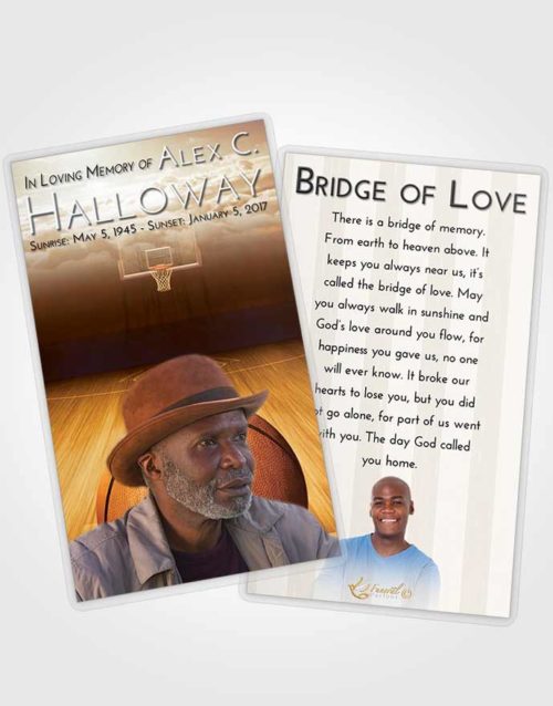 Funeral Prayer Card Template Golden Basketball Dreams