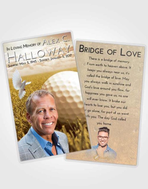 Funeral Prayer Card Template Golden Golf Serenity