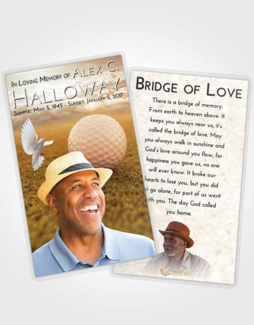 Funeral Prayer Card Template Golden Golfing Honor