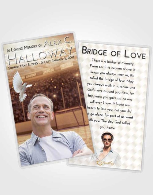 Funeral Prayer Card Template Golden Hockey Love