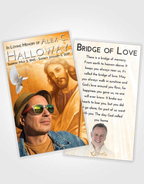 Funeral Prayer Card Template Golden Peach Life of Jesus