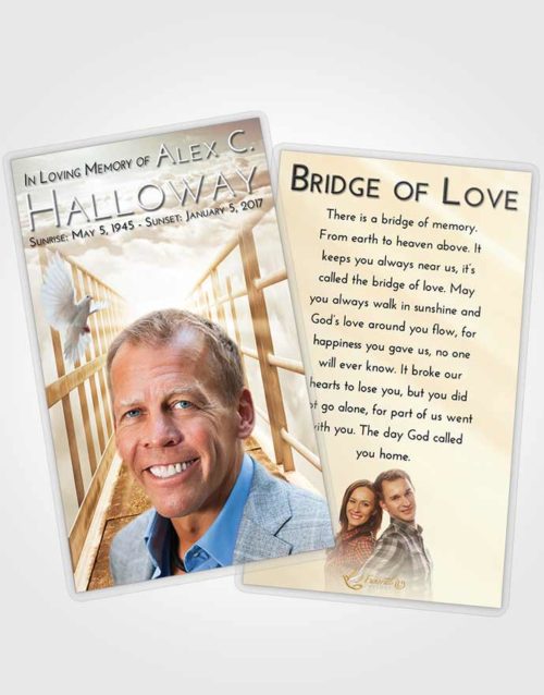 Funeral Prayer Card Template Golden Peach Stairway to Faith