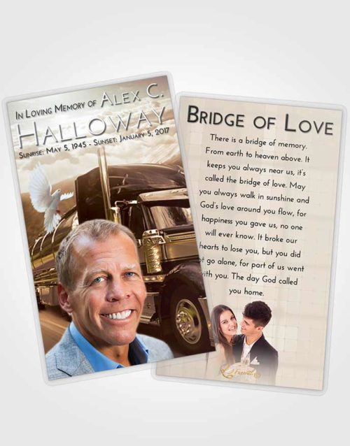 Funeral Prayer Card Template Golden Peach Trucker Life