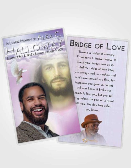 Funeral Prayer Card Template Lavender Beauty Jesus in Heaven