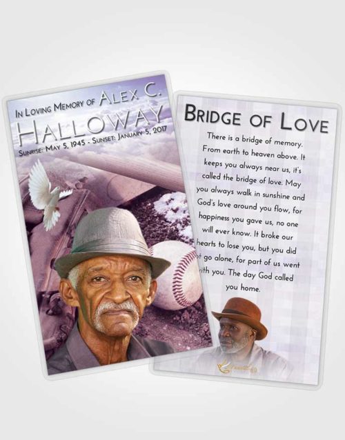 Funeral Prayer Card Template Lavender Sunrise Baseball Peace