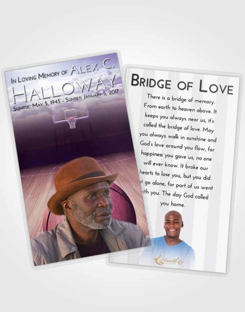 Funeral Prayer Card Template Lavender Sunrise Basketball Dreams