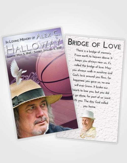 Funeral Prayer Card Template Lavender Sunrise Basketball Peace