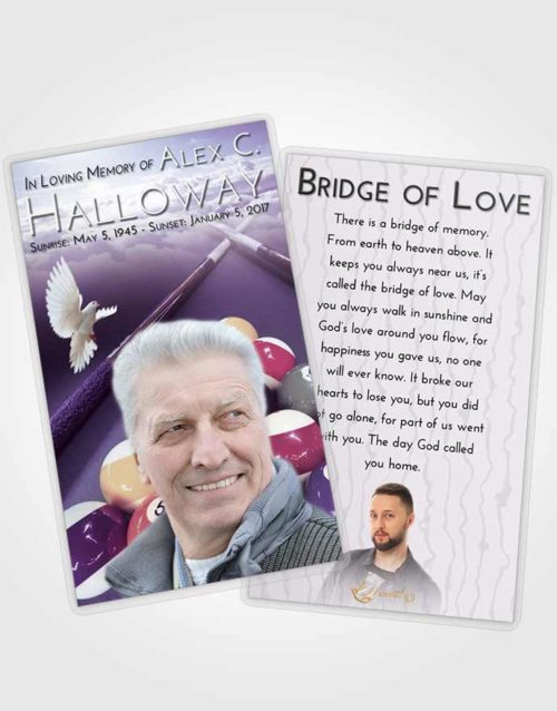 Funeral Prayer Card Template Lavender Sunrise Billiards Rack