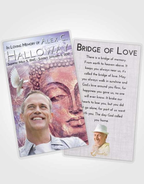 Funeral Prayer Card Template Lavender Sunrise Buddha Praise
