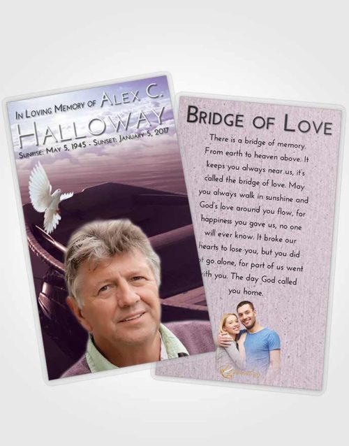 Funeral Prayer Card Template Lavender Sunrise Fishing Boat