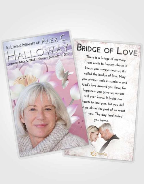 Funeral Prayer Card Template Lavender Sunrise Floral Peace