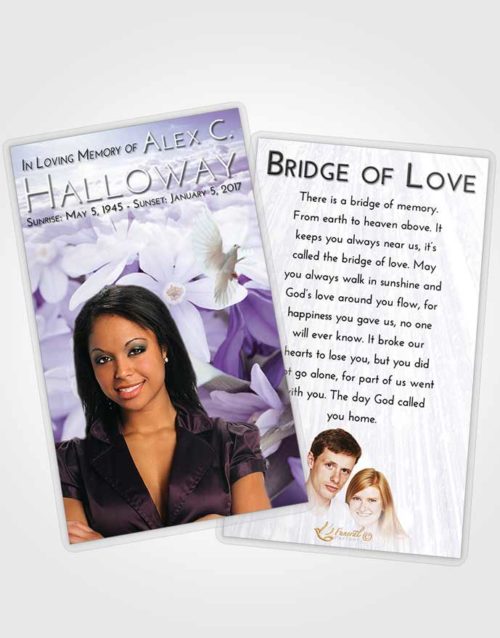 Funeral Prayer Card Template Lavender Sunrise Floral Serenity