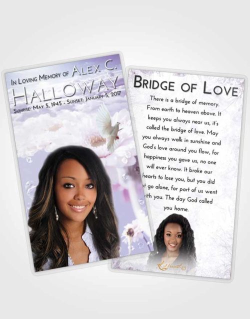 Funeral Prayer Card Template Lavender Sunrise Floral Tranquility
