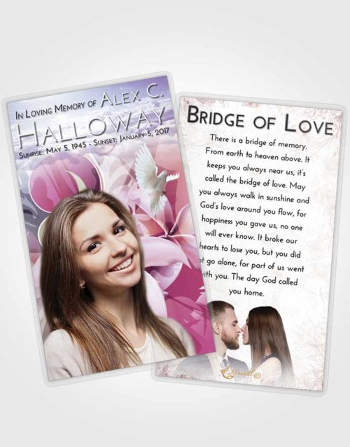 Funeral Prayer Card Template Lavender Sunrise Floral Wish