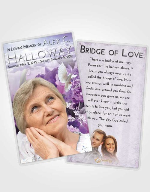Funeral Prayer Card Template Lavender Sunrise Floral Wonderland