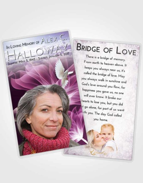 Funeral Prayer Card Template Lavender Sunrise Flower Peace