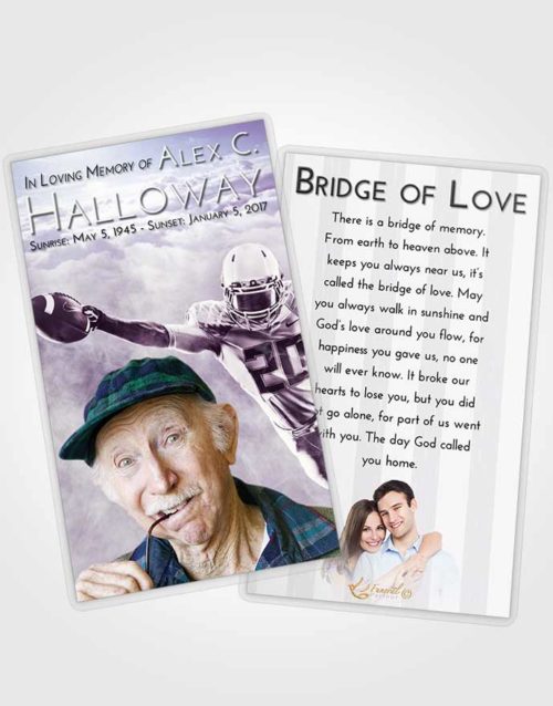 Funeral Prayer Card Template Lavender Sunrise Football Honor