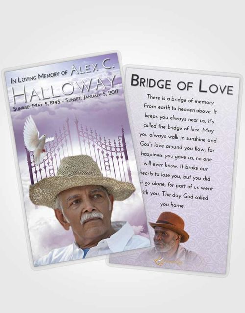 Funeral Prayer Card Template Lavender Sunrise Gates to Heaven
