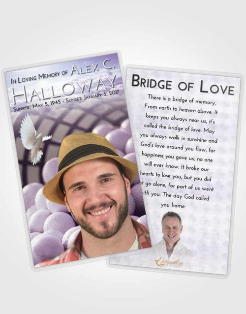 Funeral Prayer Card Template Lavender Sunrise Golf Tranquility