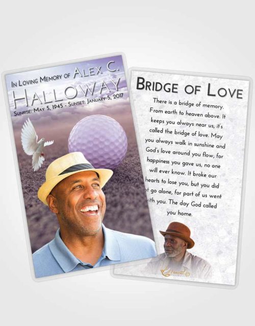 Funeral Prayer Card Template Lavender Sunrise Golfing Honor