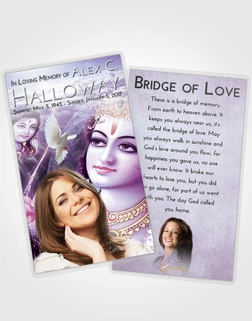 Funeral Prayer Card Template Lavender Sunrise Hindu Majesty