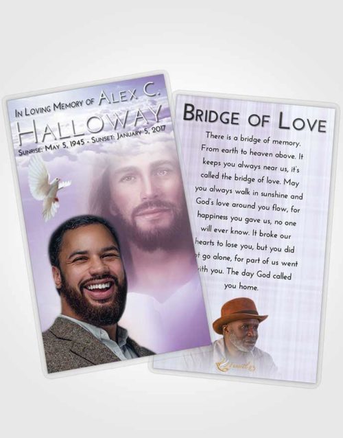 Funeral Prayer Card Template Lavender Sunrise Jesus in Heaven