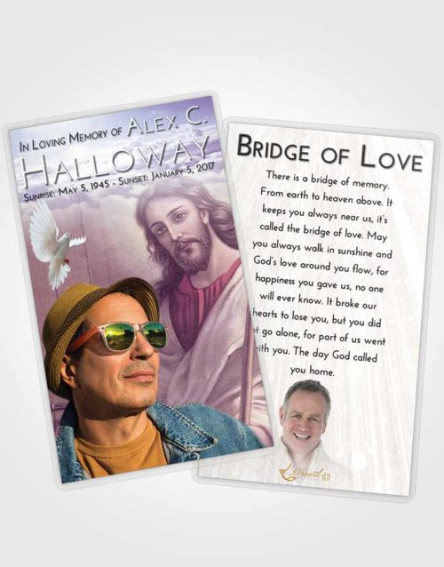 Funeral Prayer Card Template Lavender Sunrise Life of Jesus