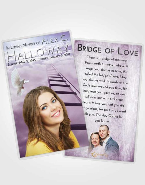 Funeral Prayer Card Template Lavender Sunrise Stairway to Forever
