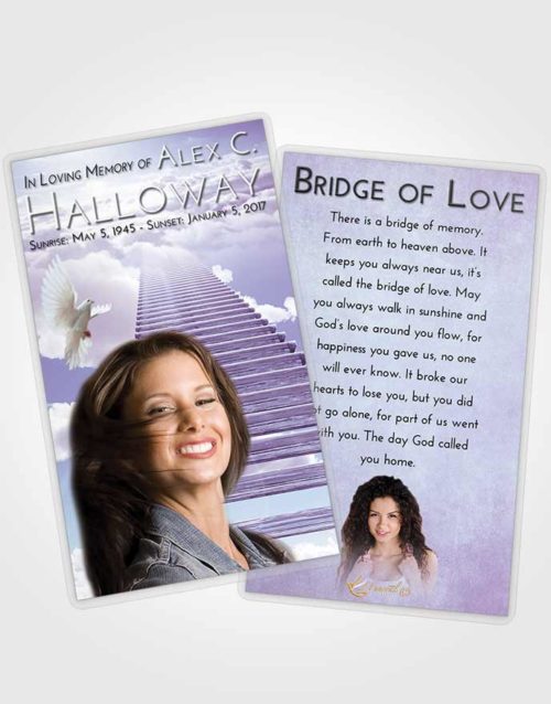 Funeral Prayer Card Template Lavender Sunrise Steps to Heaven