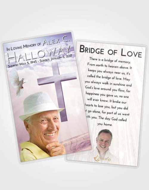 Funeral Prayer Card Template Lavender Sunrise The Cross of Life