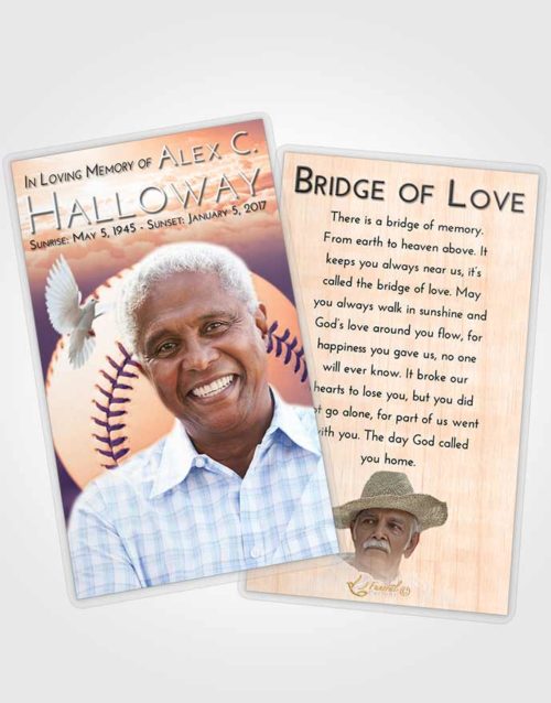 Funeral Prayer Card Template Lavender Sunset Baseball Victory