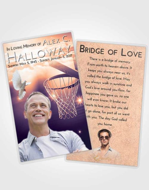 Funeral Prayer Card Template Lavender Sunset Basketball Pride