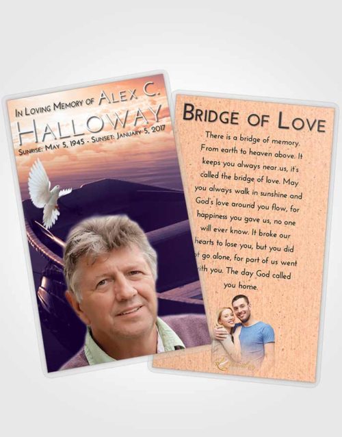 Funeral Prayer Card Template Lavender Sunset Fishing Boat