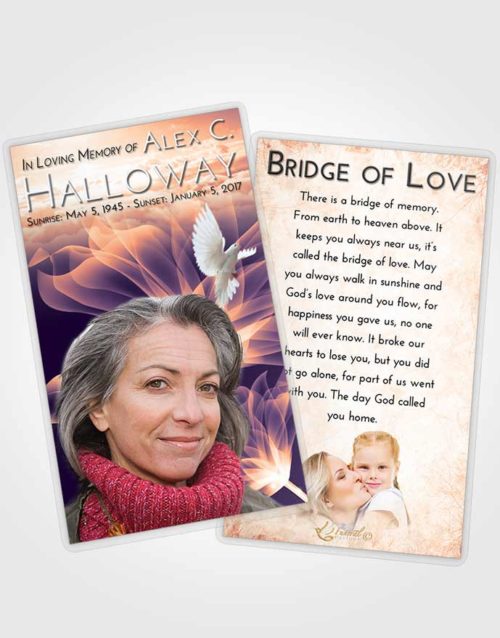 Funeral Prayer Card Template Lavender Sunset Flower Peace