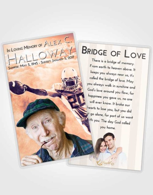 Funeral Prayer Card Template Lavender Sunset Football Honor
