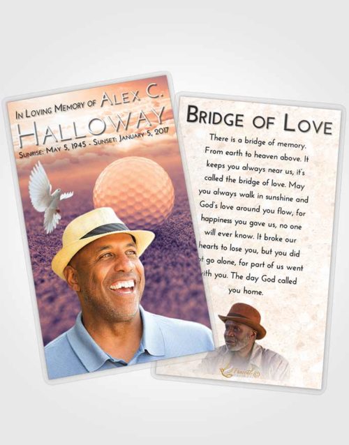 Funeral Prayer Card Template Lavender Sunset Golfing Honor