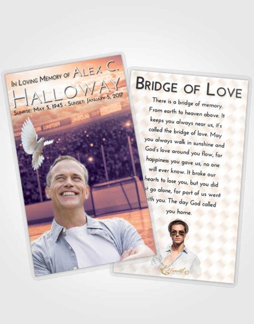 Funeral Prayer Card Template Lavender Sunset Hockey Love