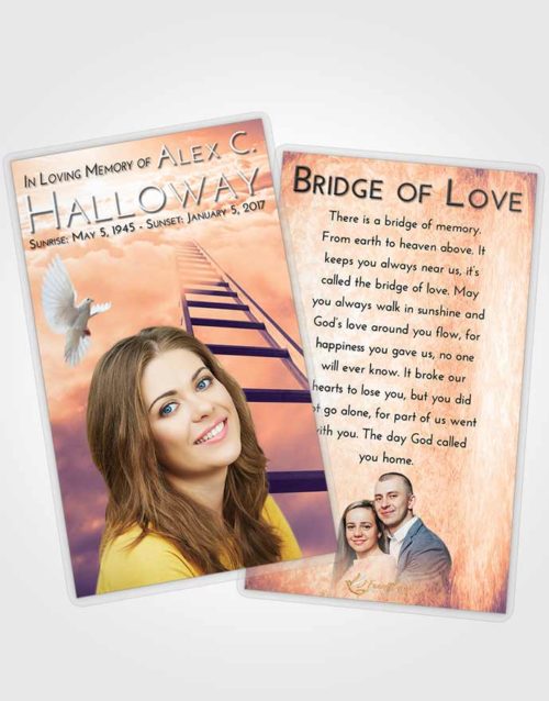 Funeral Prayer Card Template Lavender Sunset Stairway to Forever