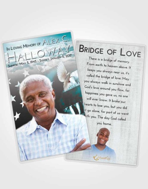 Funeral Prayer Card Template Loving Embrace American Veteran