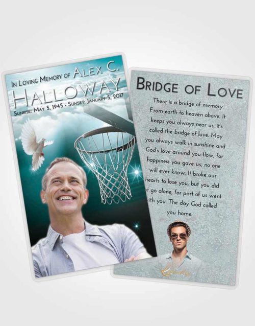 Funeral Prayer Card Template Loving Embrace Basketball Pride