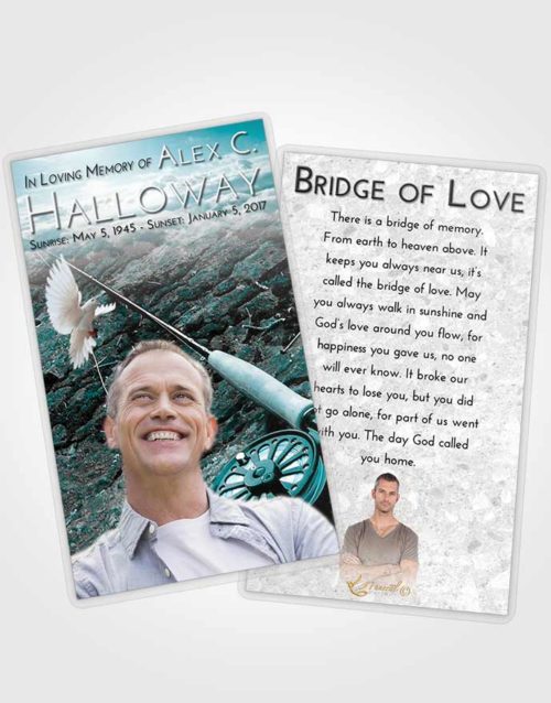 Funeral Prayer Card Template Loving Embrace Fishing on the Rocks